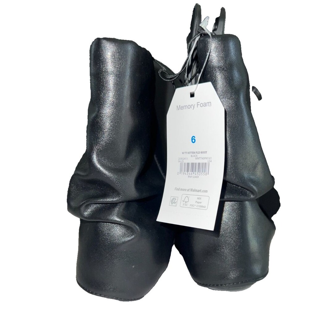 Time and Tru Women's Scrunch Fold-Over Kitten Heel Booties Size 6 - Picture 3 of 6